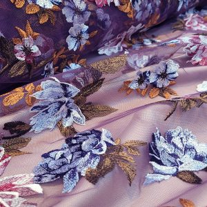 Tule Bordado Floral Uva | 4802