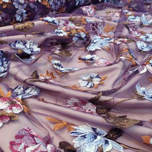 Tule Bordado Floral Uva | 4802
