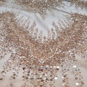 Tule Bordado Pedrarias Ouro Rose | 1660