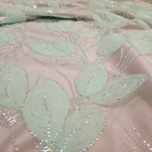 Tule Bordado Pedrarias 3D Verde Menta | 1661