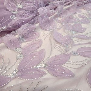 Tule Bordado Pedrarias 3D Lilac | 1661