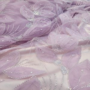 Tule Bordado Pedrarias 3D Lilac | 1661
