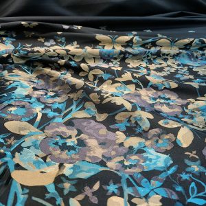 Jacquard Barrado Borboletas - Painel 160cm (Mínimo para compra 160cm) Preto/Azul | 2024