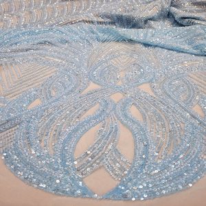 Tule Bordado Pedrarias Azul Céu | 2995