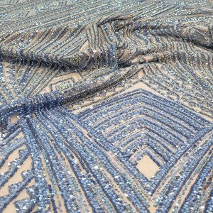 Tule Bordado Pedrarias Azul Misty | 4300