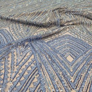 Tule Bordado Pedrarias Azul Misty | 4300