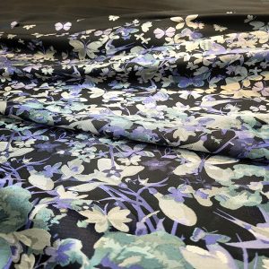 Jacquard Barrado Borboletas - Painel 160cm (Mínimo para compra 160cm) Preto/Lavanda | 2024