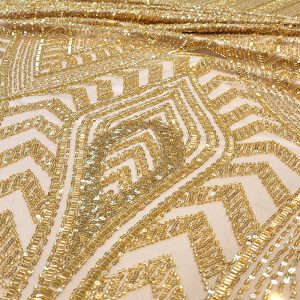 Tule Bordado Pedrarias Ouro | 5681