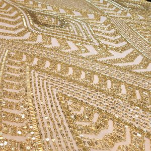 Tule Bordado Pedrarias Ouro | 5681