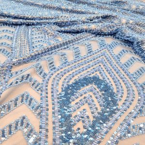 Tule Bordado Pedrarias Azul Misty | 5681