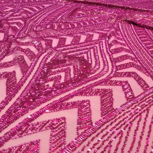 Tule Bordado Pedrarias Pink/Fúcsia | 5681