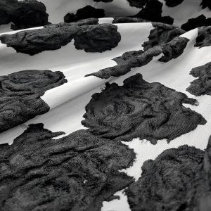 Jacquard Seda Italiano Alta Costura Cinza Prata/Preto | 5794