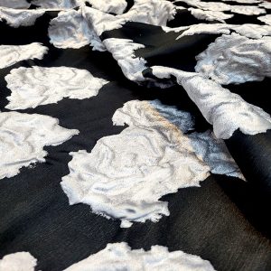 Jacquard Seda Italiano Alta Costura Preto/Branco | 5794