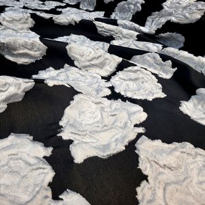 Jacquard Seda Italiano Alta Costura Preto/Branco | 5794