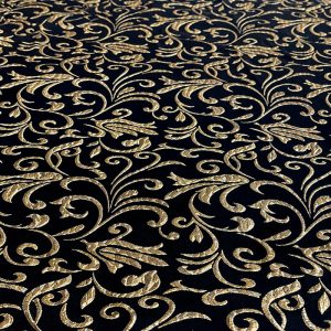 Jacquard Metálico Arabesco Preto/Ouro | 1009