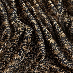 Jacquard Metálico Arabesco Preto/Ouro | 1009