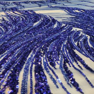 Tule Bordado Pedrarias Azul Bic | 0026