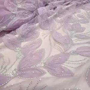 Tule Bordado Pedrarias 3D Lilac | 1661