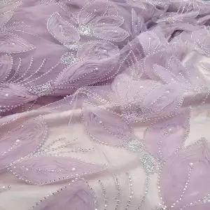 Tule Bordado Pedrarias 3D Lilac | 1661