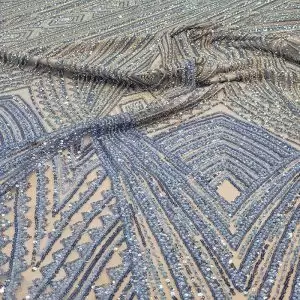 Tule Bordado Pedrarias Azul Misty | 4300
