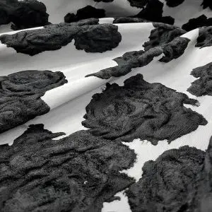 Jacquard Seda Italiano Alta Costura Cinza Prata/Preto | 5794