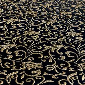 Jacquard Metálico Arabesco Preto/Ouro | 1009