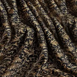 Jacquard Metálico Arabesco Preto/Ouro | 1009