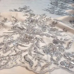 Tule Bordado Pedrarias Prata | 3079